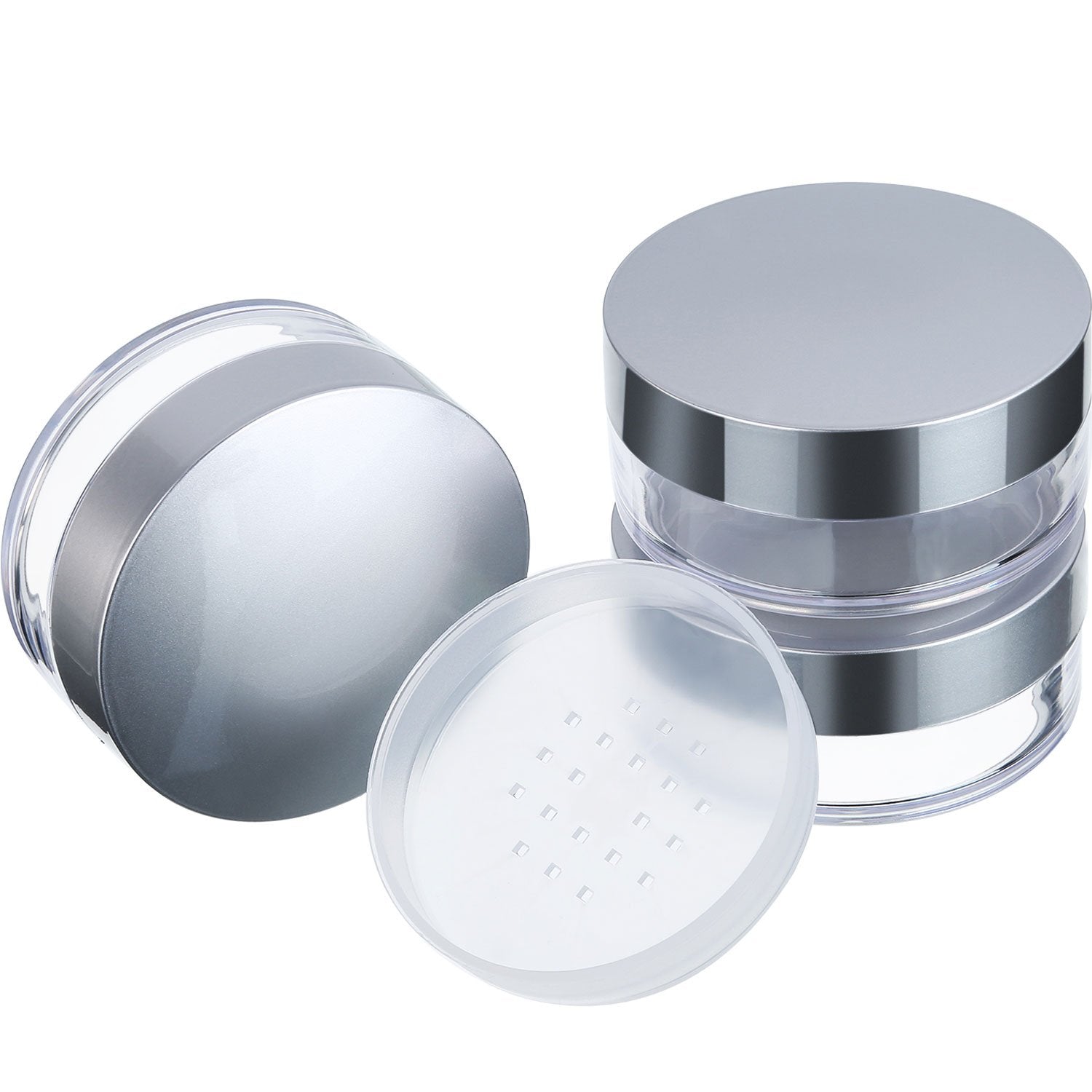 Hotop 3 Pieces 50 ml Plastic Empty Powder Case Face Powder Makeup Jar Travel Kit Blusher Cosmetic Makeup Containers with Sifter 