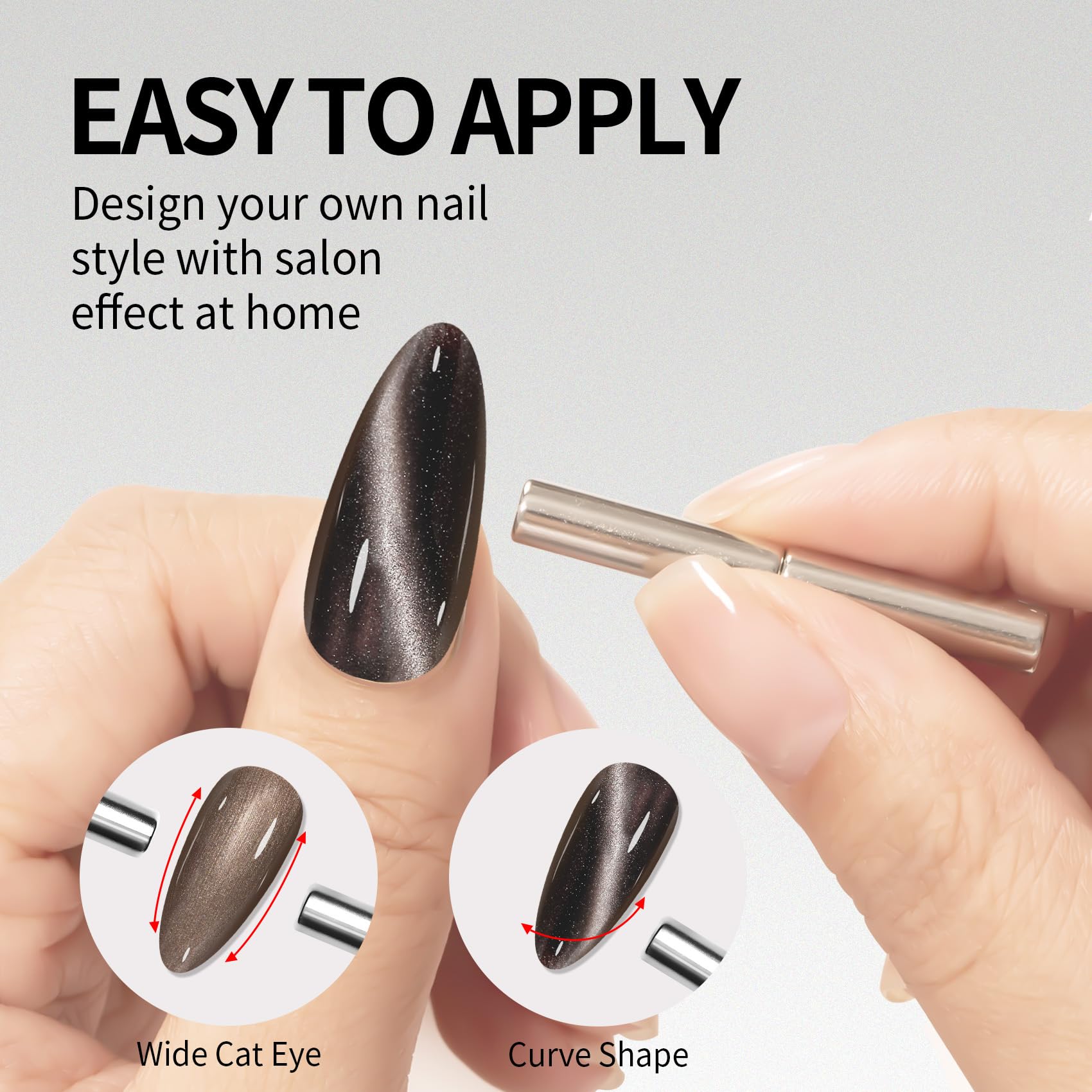 Maychao 15Ml Cat Eye Gel Nail Polish 1Pc Black Gel Polish With Magnet Soak Off Holographic Magnetic Nail Polish For Nail Art Man