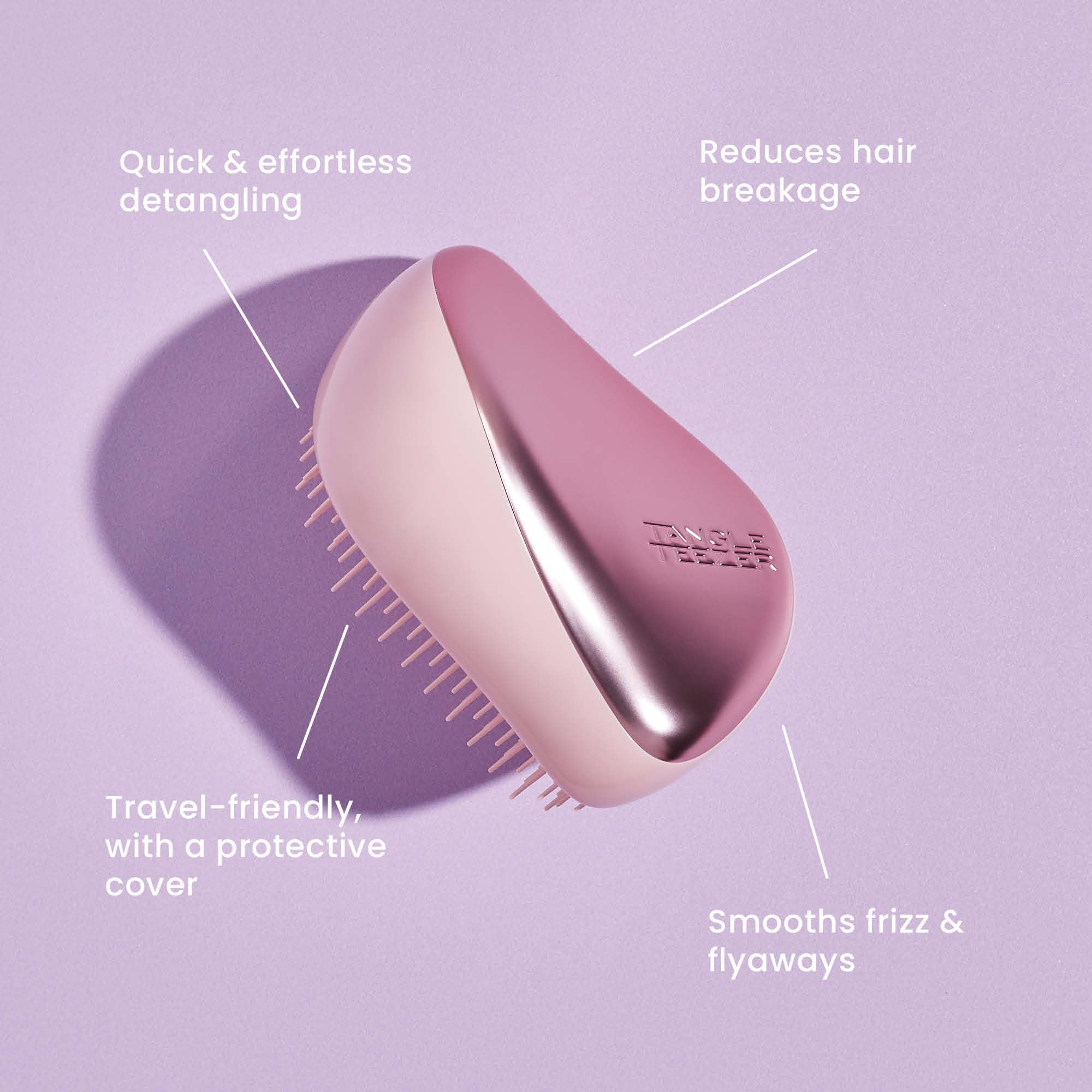 Tangle Teezer Compact Styler Detangling Hairbrush, Pearlescent Matte Chrome