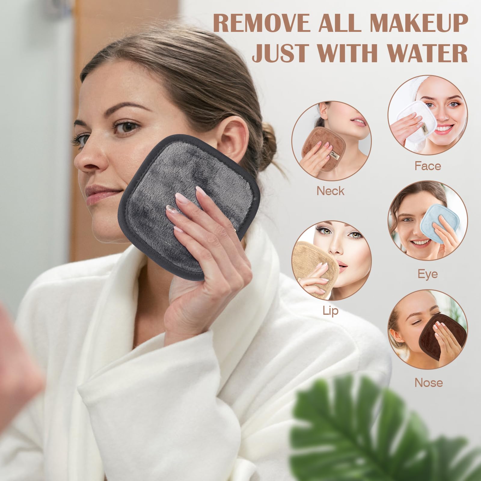 Orighty Makeup Remover Cloths 7-Day Set, Premium & Reusable Makeup Remover Pads, Erase Makeup With Just Water, Makeup Set For Ey