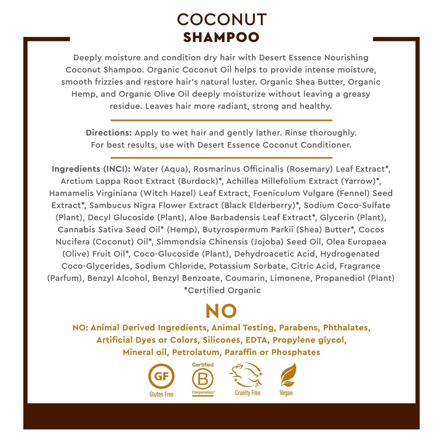 Desert Essence Shampoo, Coconut, 8 FZ, (2 pack)