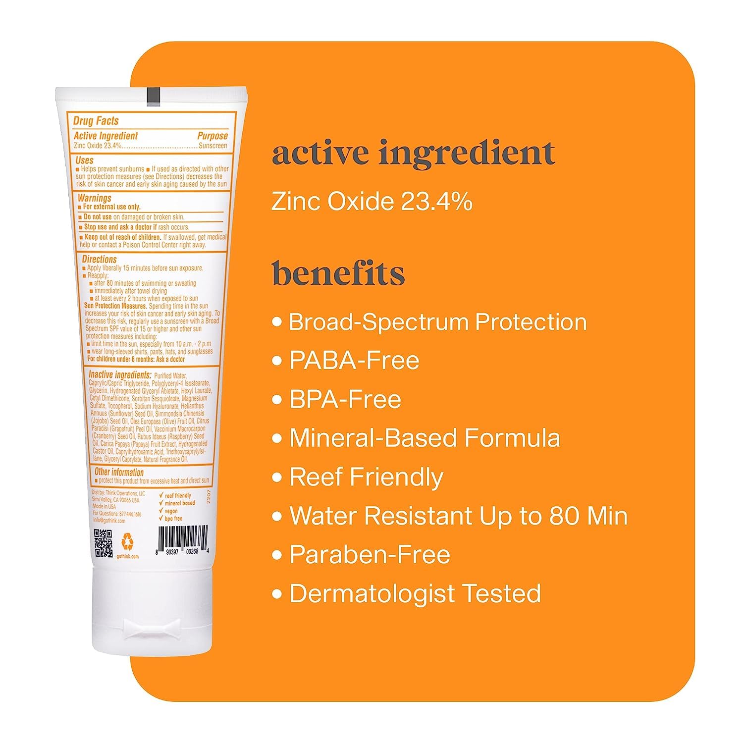 Thinkbaby Sunscreen Spf 50+ 3Oz 88Ml 2 Packs2