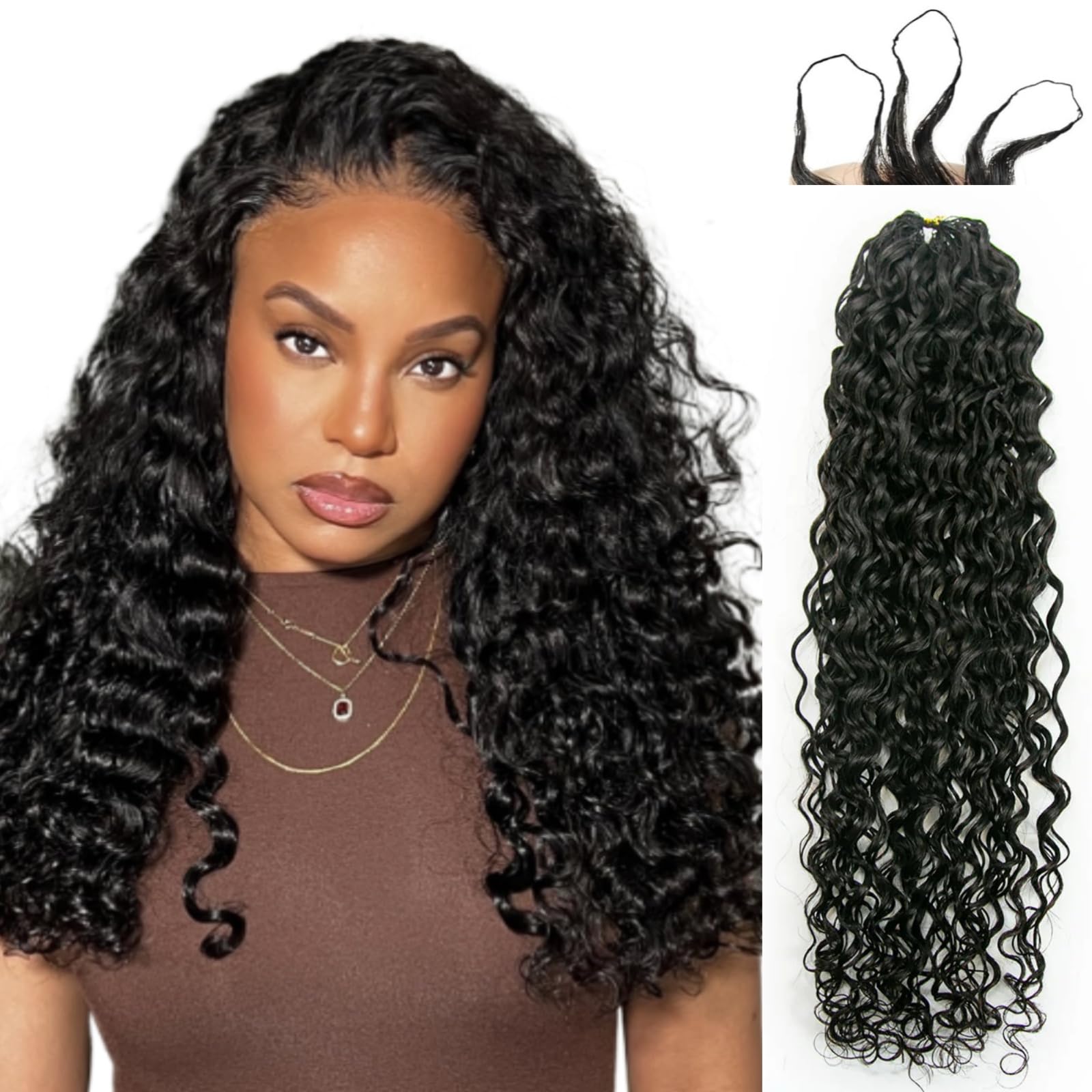 Spanish Curl Crochet Human Hair Knotless PreSeparated Crochet Hair Extensions Human Hair Natural Black Feather Human Hair Exten