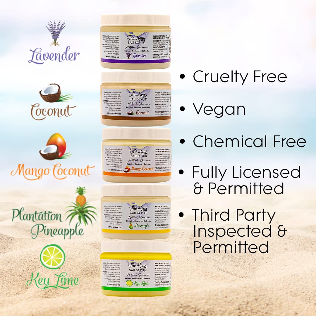 The Keys Salt Scrub - Exfoliating Body Scrub - Scrub For Hands, Feet, Butt, Booty, Bikini Area, Made With Pure Florida Sea Salt