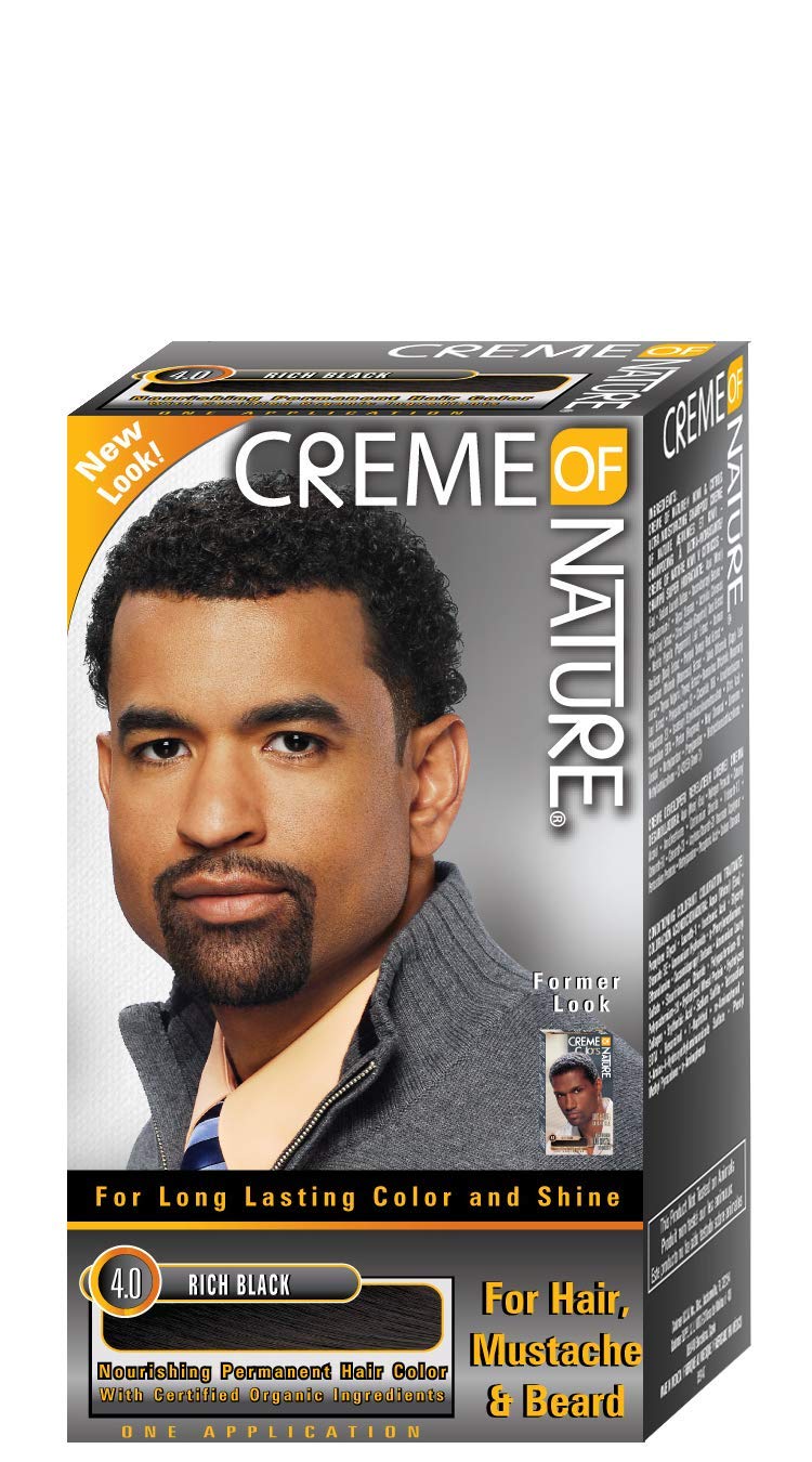 Creme of Nature, Mens Hair Color, Rich Black, for Hair Mustache & Beard, 1 Application