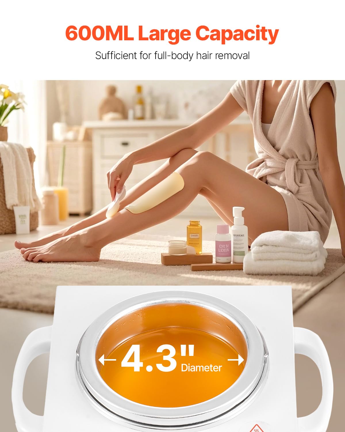 VEVOR Single Wax Warmer, 600ML Professional Wax Warmer for Hair Removal, 32 ? to 176? Adjustable Electric Waxing Heater Pot with