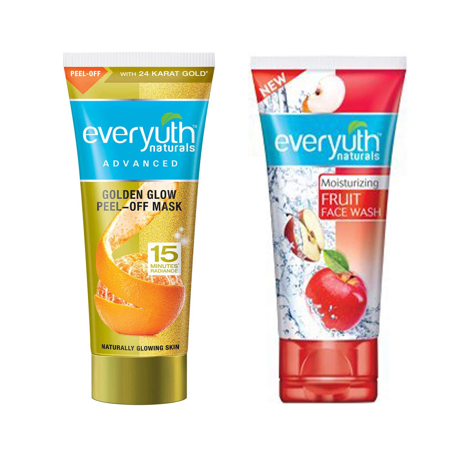 Everyuth Naturals Fruit Face Wash, 50Gm And Golden Glow PeelOff Mask, 50Gm, Combo Pack