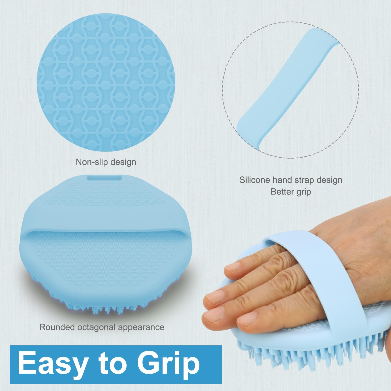 Wetang Silicone Body Scrubber, Body Wash Scrubber, Shower Scrubber For Body, Non-Slip Handle For Easy Cleaning, Travel Friendly