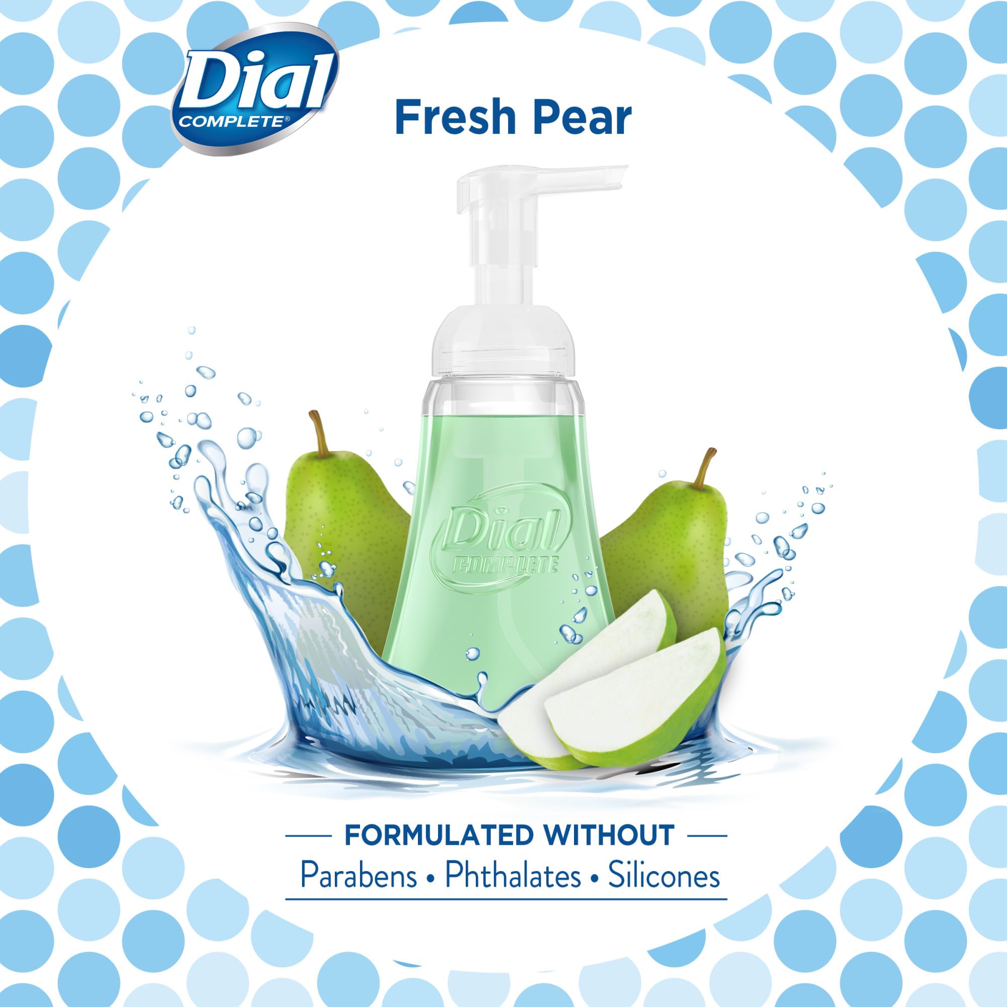Dial Complete Antibacterial Foaming Hand Wash, Fresh Pear, 7.5 Fl Oz (Pack Of 8)