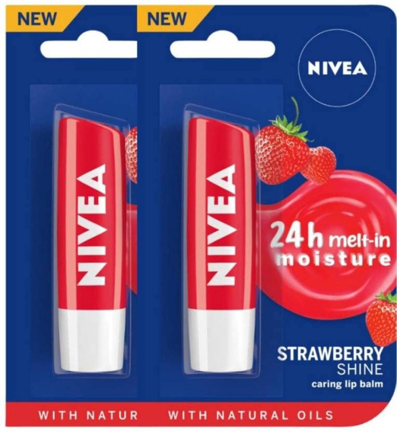 Nivea Strawberry Fruity Shine Lip Balm Strawberry (Pack Of: 2, 9.6 G)
