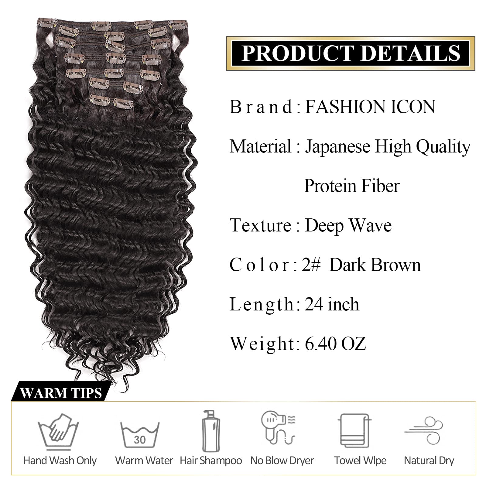 Clip In Hair Extensions Synthetic Hair Clip In 140G 7Pcs/Lot Japanese Heat Resistant Fiber Hairpieces Deep Wave/Body Wave/Straig
