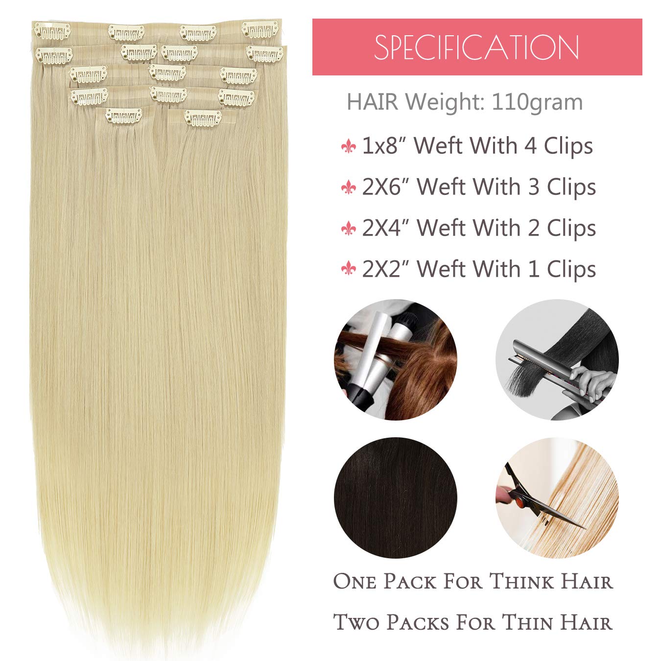 Seamless Hair Extensions Clip In Human Hair Loxxy Clip In Hair Extensions 18Inch Human Hair Clip In Extensions #60A Light Platin