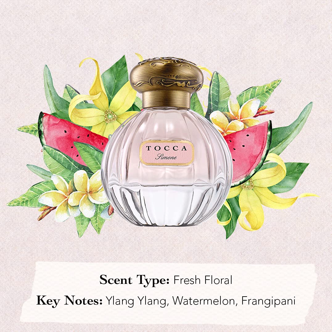 Tocca Eau De Parfum, Simone: Fresh Floral, Ylang Ylang, Watermelon, Frangipani, Hand-Finished Bottle, 1.7 Oz. | 50 Ml