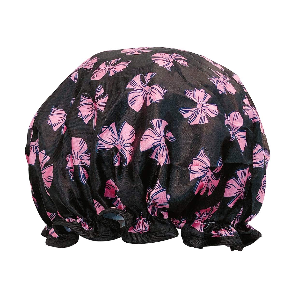 Allydrew Reusable Women'S Waterproof Shower Caps For Long Hair, Pink Bows