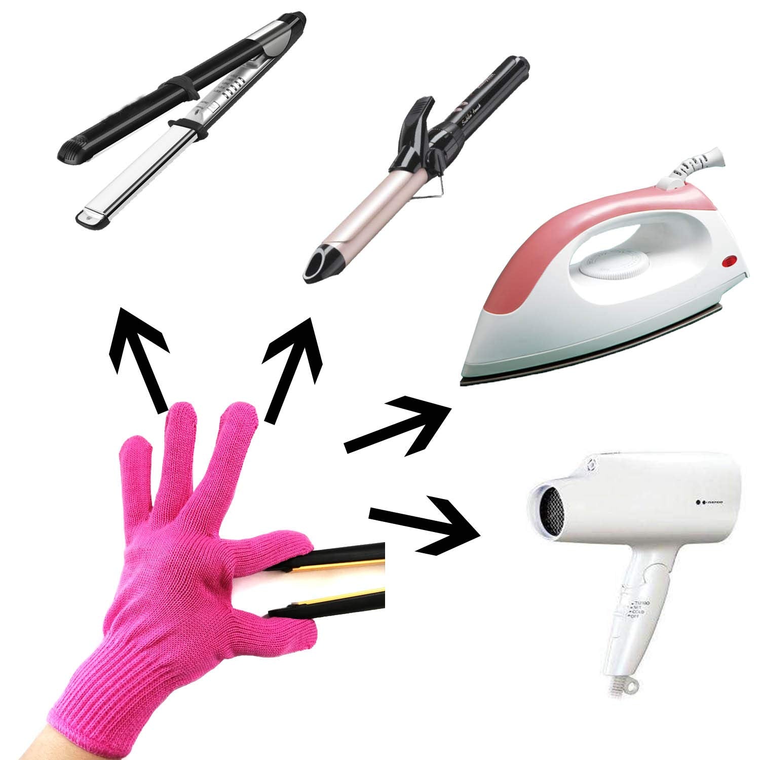 2 Lessmon Professional Heat Resistant Gloves for Hair Styling Heat Blocking for Curling, Flat Iron and Curling Wand Suitable for