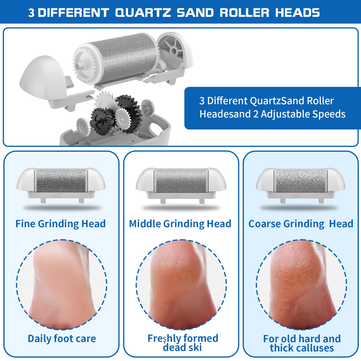 Electric Foot Callus Remover, Rechargeable Portable Electronic Foot File Pedicure Kits, Waterproof Foot Scrubber File, Professio