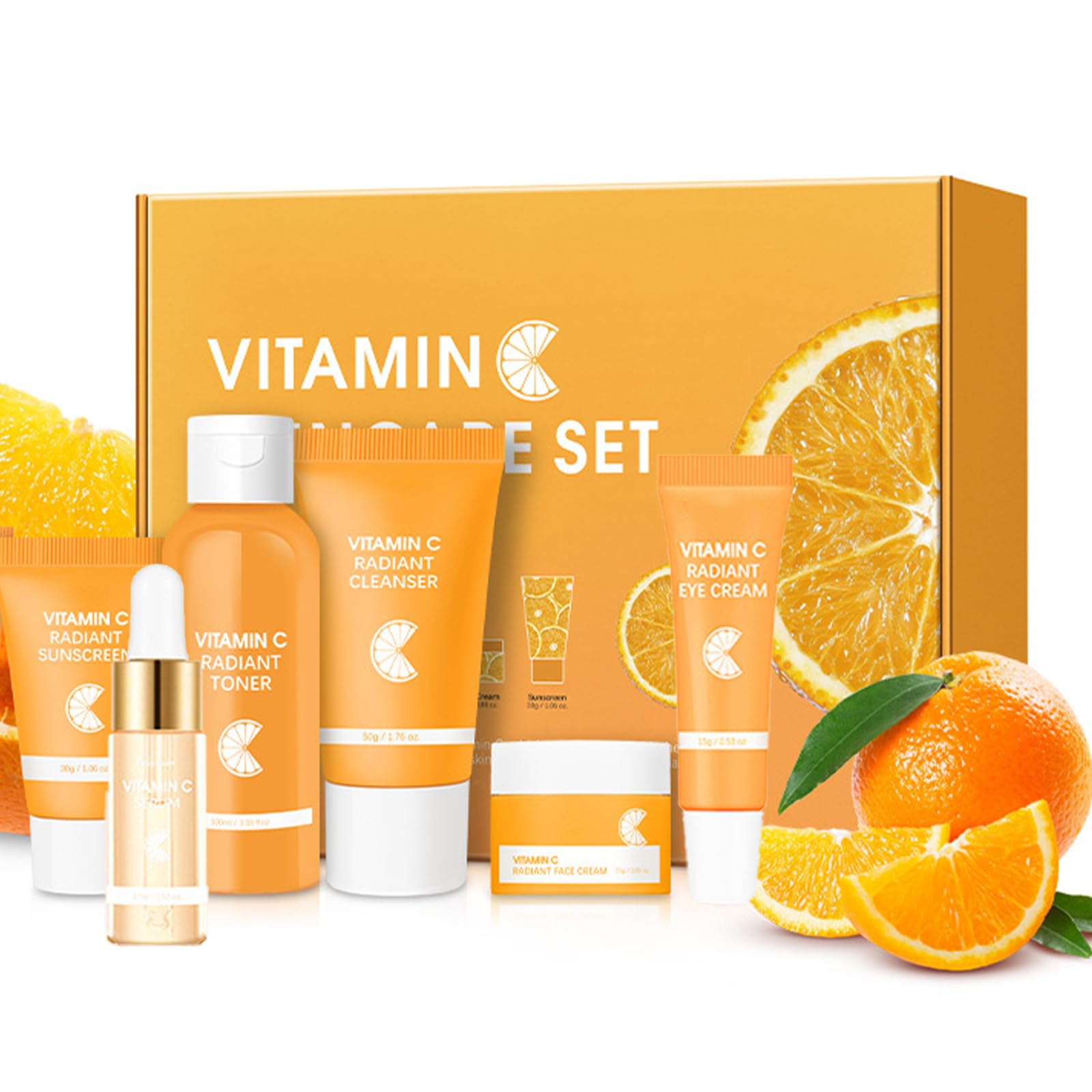 Skincare Gift Set for Teenage Girls,Vitamin C Skin Care Set  6 Piece Gentle Skin Cleaning & Care Travel Size Kit With Cleanser,