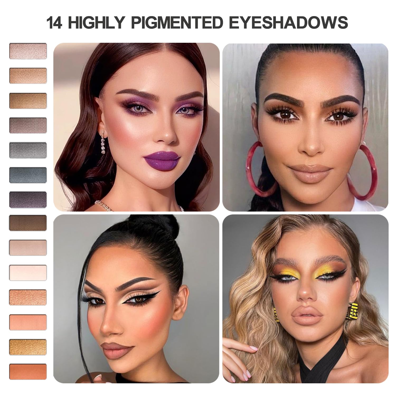 Youngfocus 14 Highly Pigmented Eyeshadows Blendable Natural Look Shimmer And Matte Eyeshadow Palette, 6 Natural Waterproof Eyebr