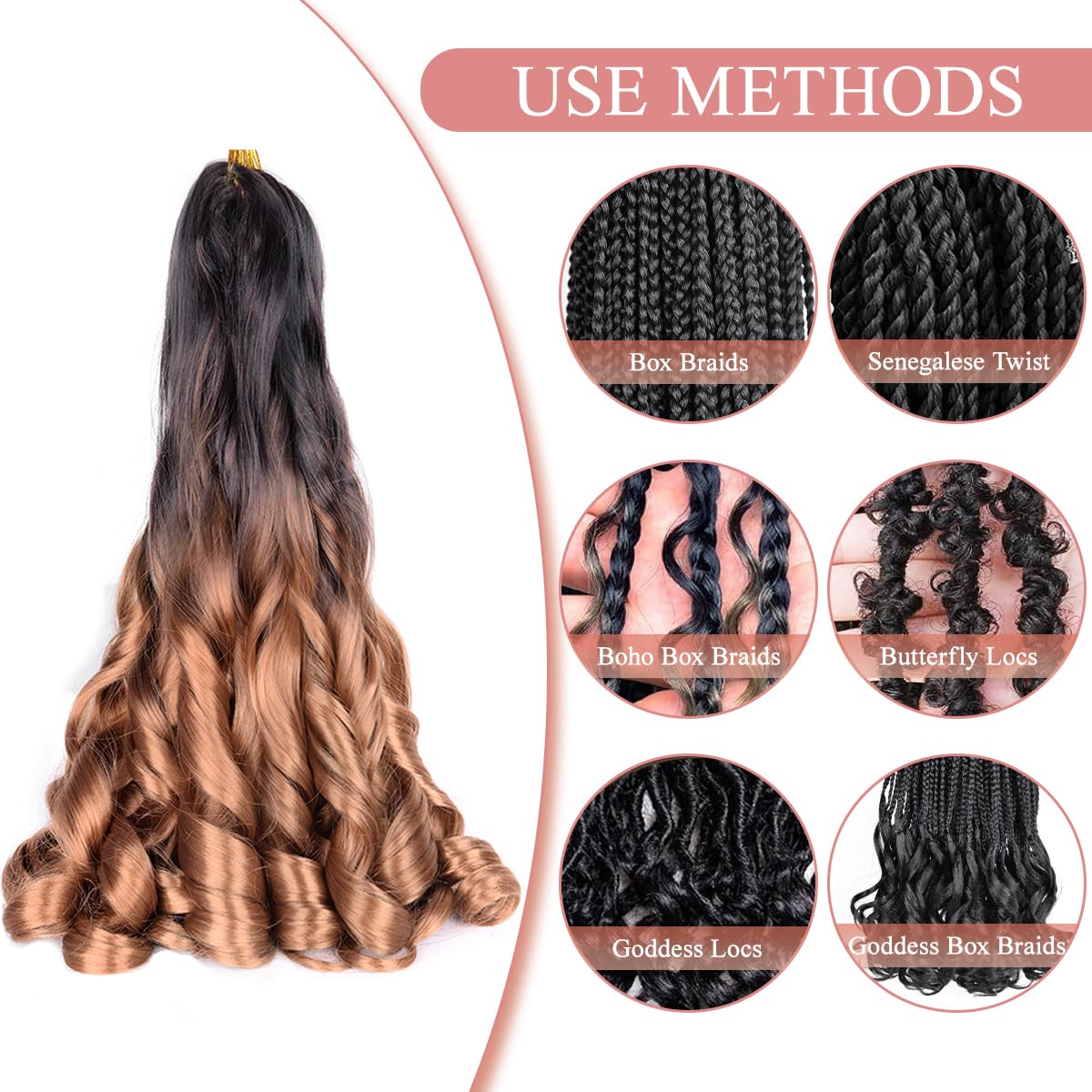 Luoyudu Ombre Braiding Hair Pre Stretched 24 Inch 2 Packs #4/30 French Curl Braiding Hair 75G/Pack Curly Braiding Hair For Black