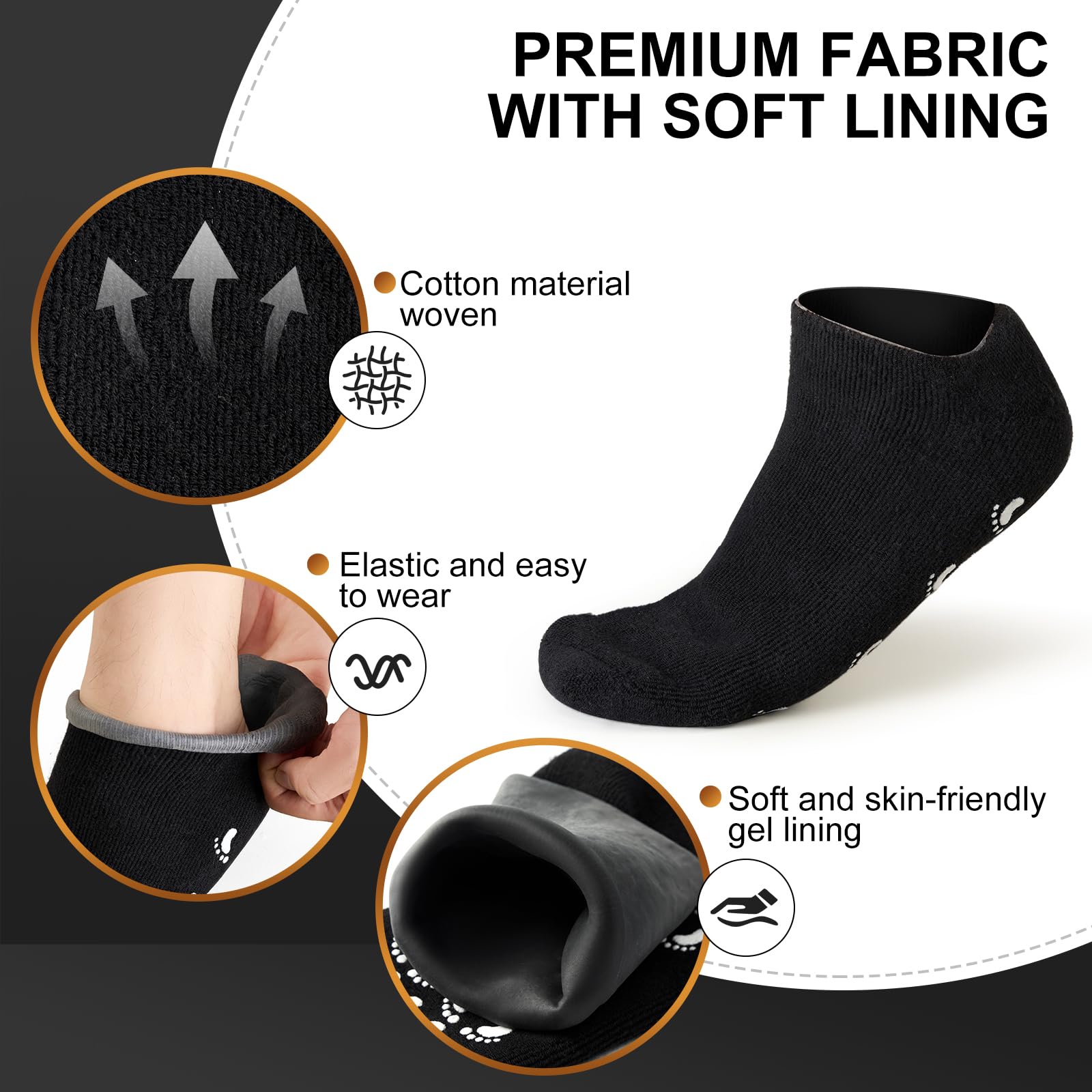 MoyRetty 2 Pairs Moisturizing Silicone Socks for Men - Large Size, Black, Ultimate Aloe-Infused Gel for Home Use - Say Goodbye t