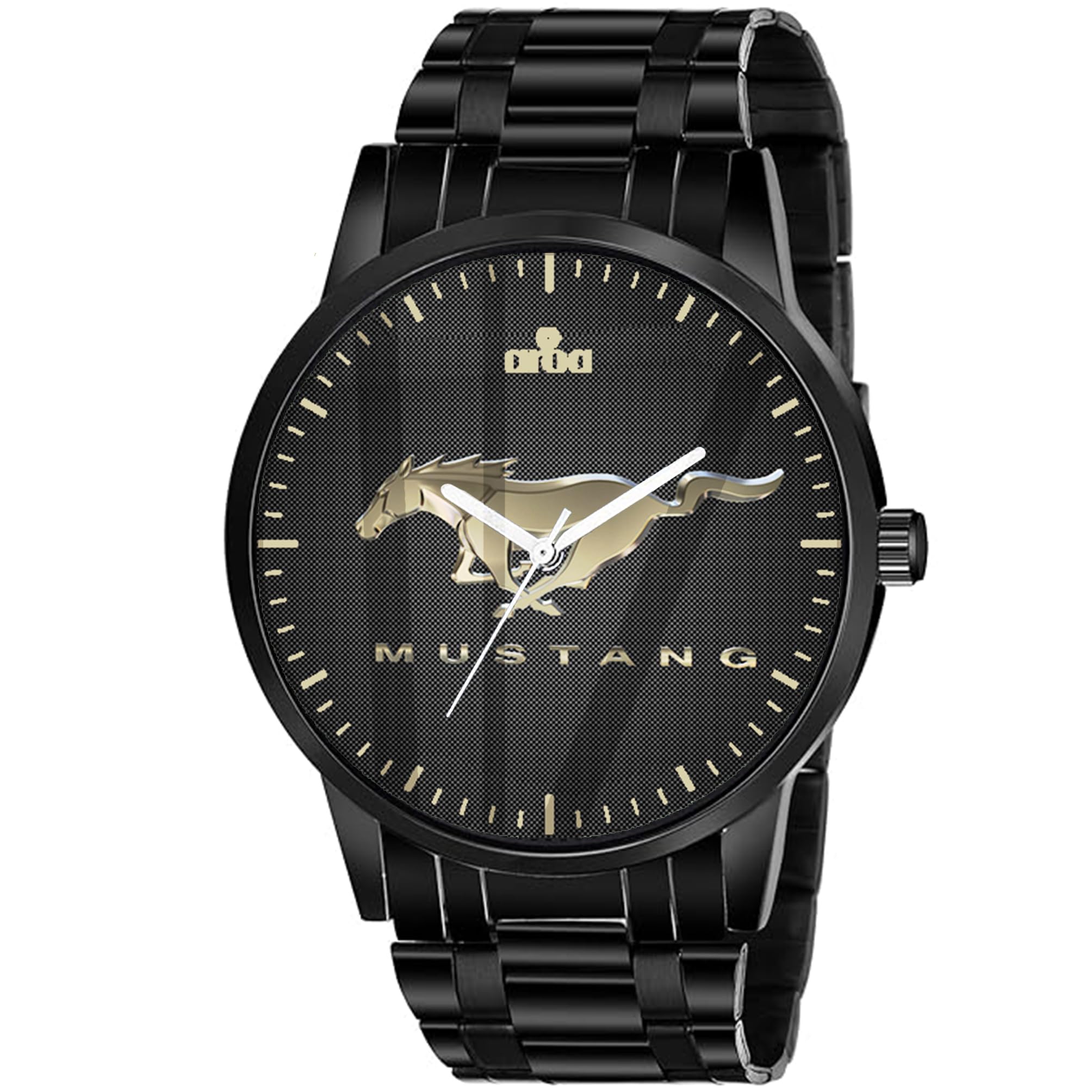 Aroa Watch For Men With Ford Mustang Sports Car Model Bb/94/272  Black Metal Strap Analog Watch With Black Dial  Stylish Watch