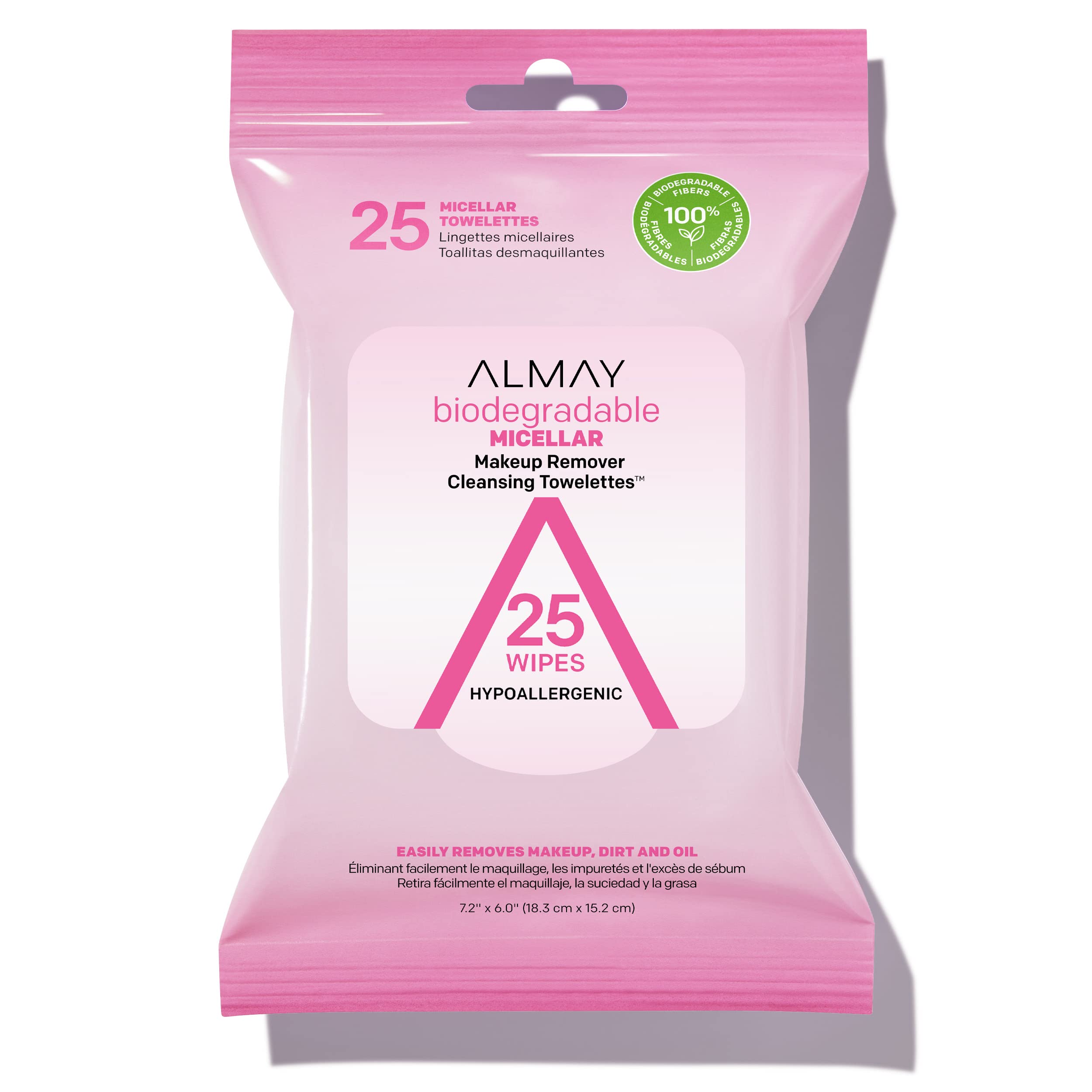 Almay Makeup Remover Cleansing Towelettes, Biodegradable Micellar Water Wipes For Sensitive Skin, Hypoallergenic, Cruelty Free,