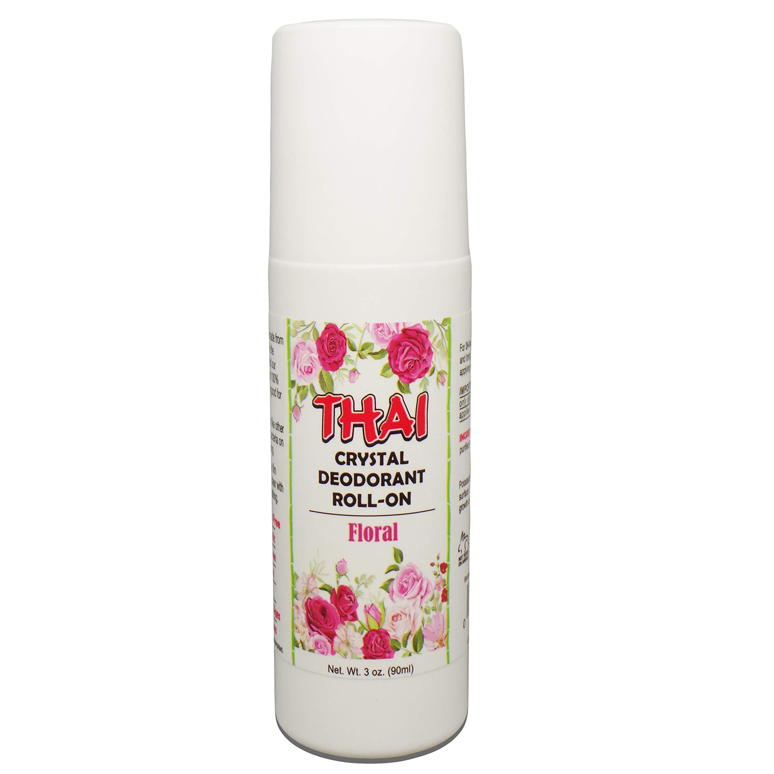 Thai 100% Natural Crystal Scented Deodorant Liquid Roll-on, No Aluminum Metals, Parabens, Propyls, or Sulfates, Cruelty Free and