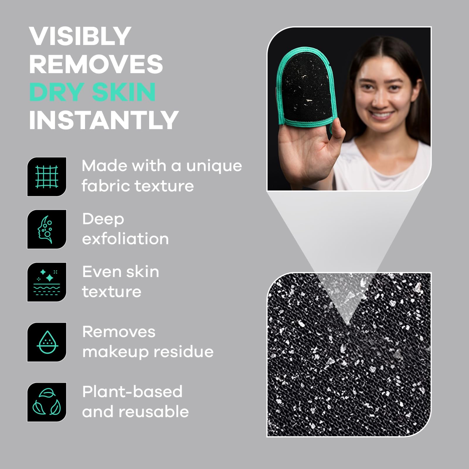 Dermasuri Deep Exfoliating Glove For Face - Exfoliating Mitt Face Scrub And Dead Skin Remover - Face Scrubber For Men & Women -