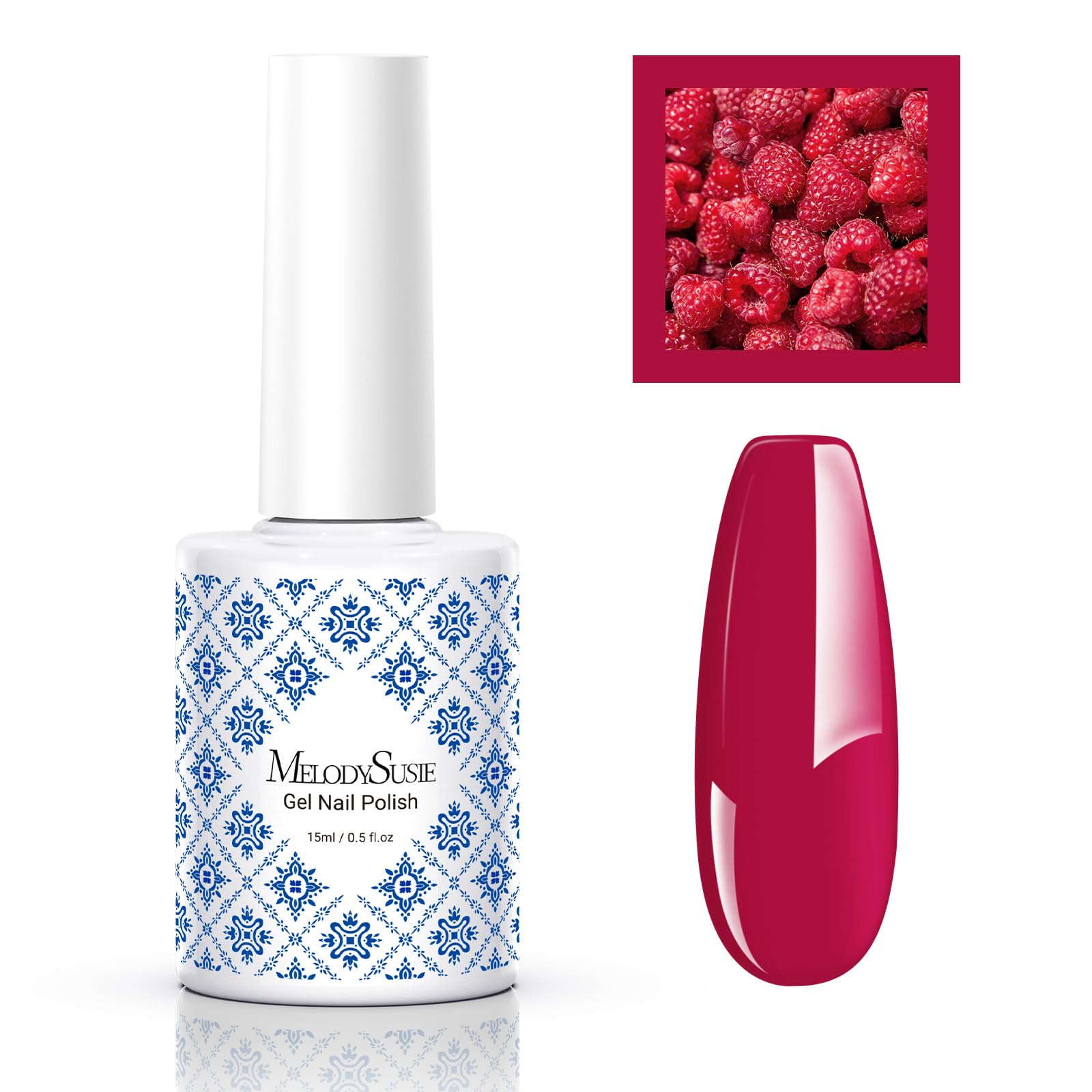 MelodySusie Fleurwee Plant-based UV Gel Nail Polish, Hema Free, 21 Non-Toxic, Raspberry Red P22, Long Lasting No Chip, Color 202