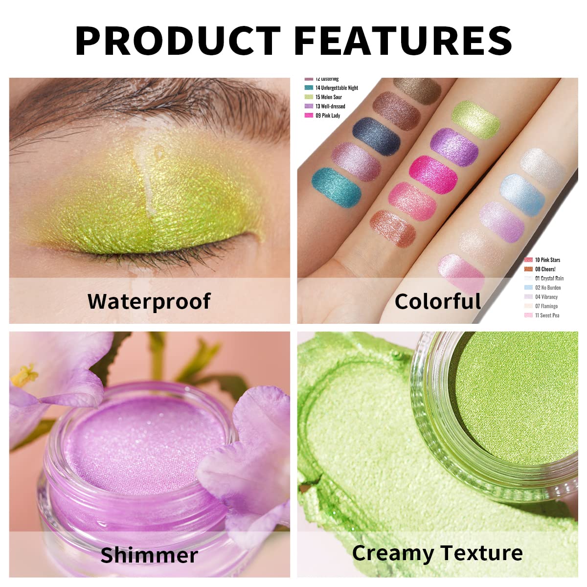 Oulac Lime Green Eyeshadow-Green Glitter Eyeshadow Highly Pigmented Waterproof & Long Lasting For Women With Moisturizing Formul