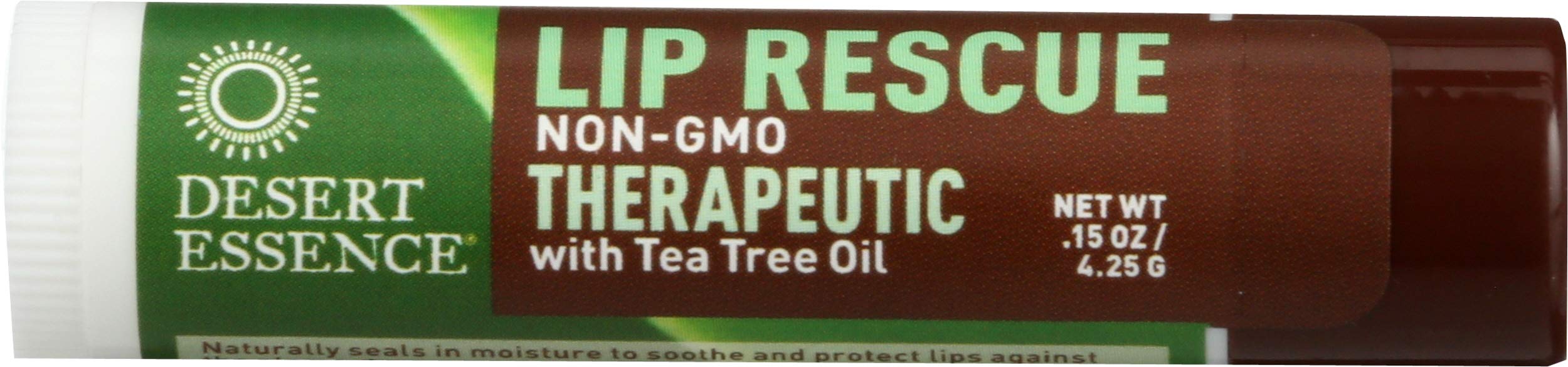Desert Essence Lip Rescue Therapeutic with Tea Tree Oil - 0.15 Oz - Antiseptic Balm - For Cracked Lips, Cold Sores - For Softer,