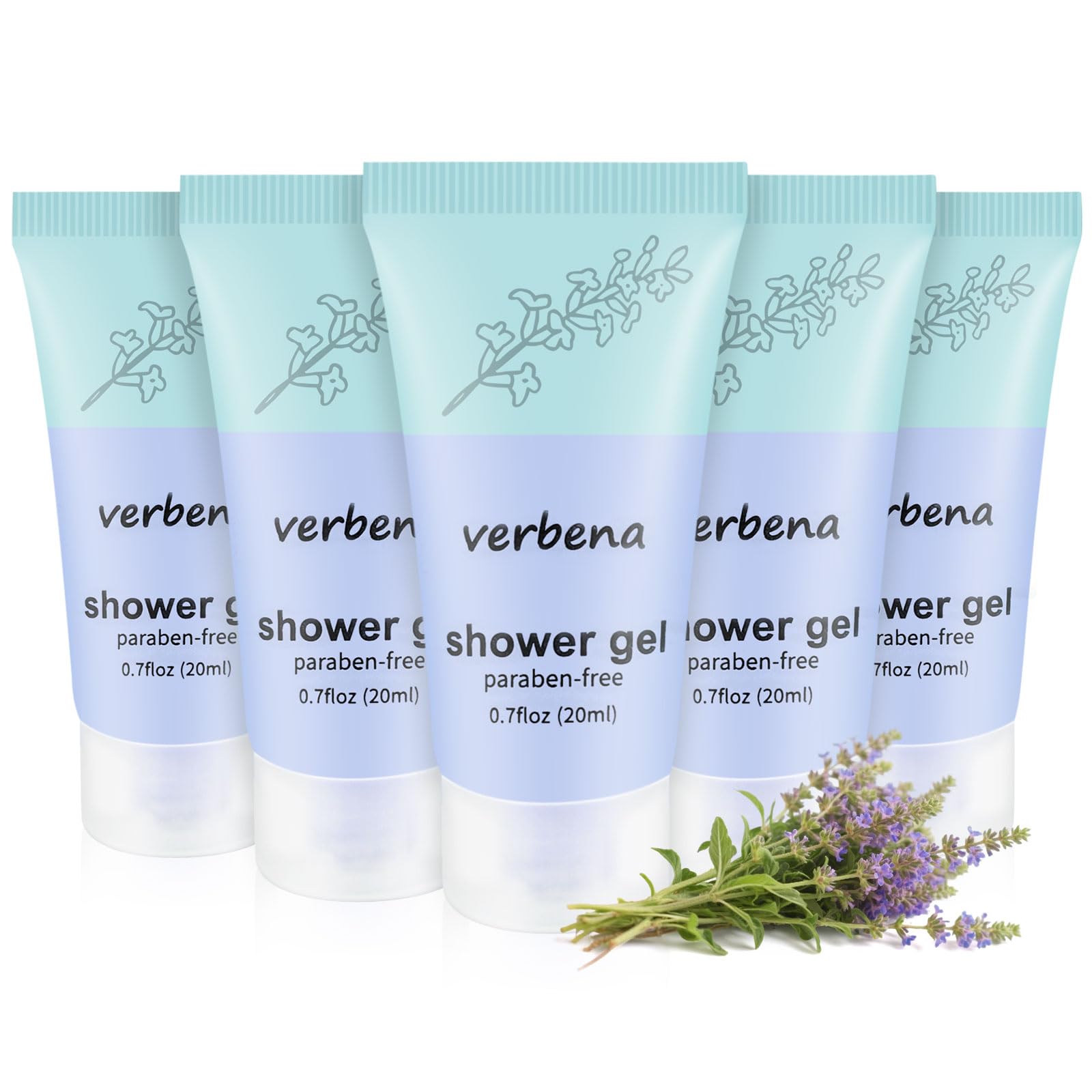 fafortune Travel Size Body Wash Bulk,Verbena Scent,0.7 fl oz (20ml) Small Size Mini body wash,Hotel Supplies Bulk for Guests Air
