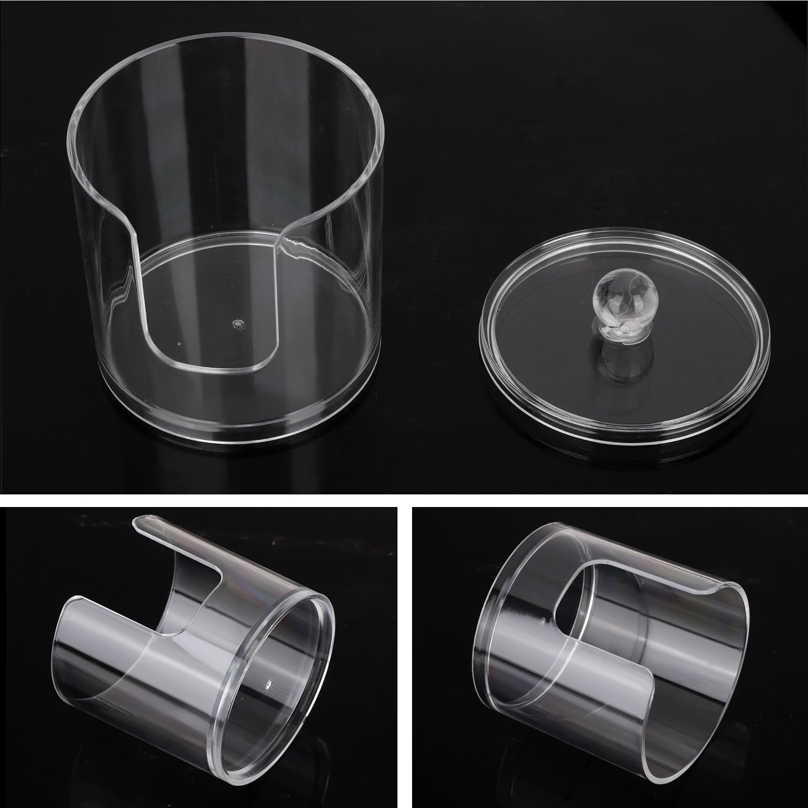 Tbestmax Plastic Cotton Round Holder and Dispenser, Clear Cotton Pads Storage Bathroom Canister Vanity Makeup Organizer