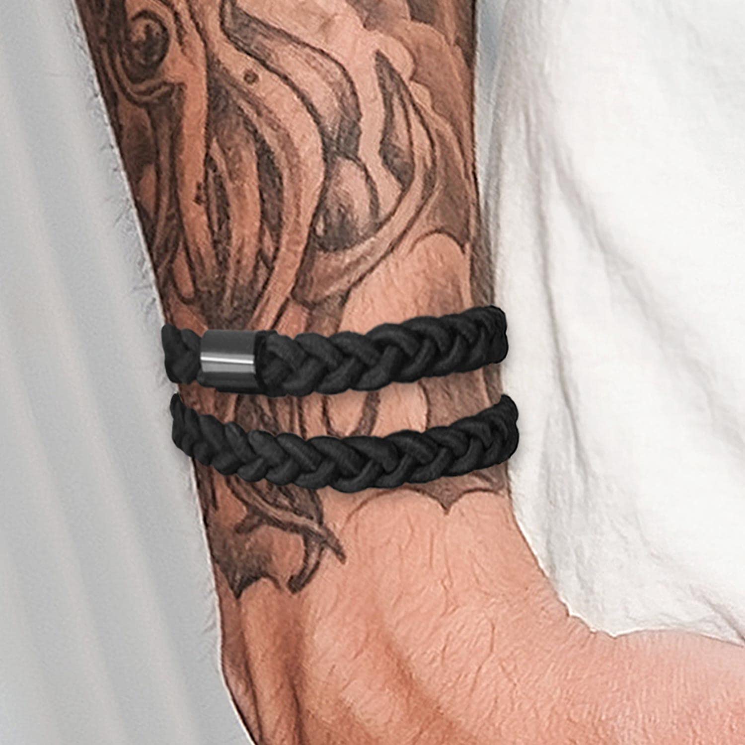 HAVHAF Braided Mens Hair Ties For Men 5 pcs(XL, Black) - For Buns curly Thick Dense Hair Elastic Hair Ties For guys  No damage c