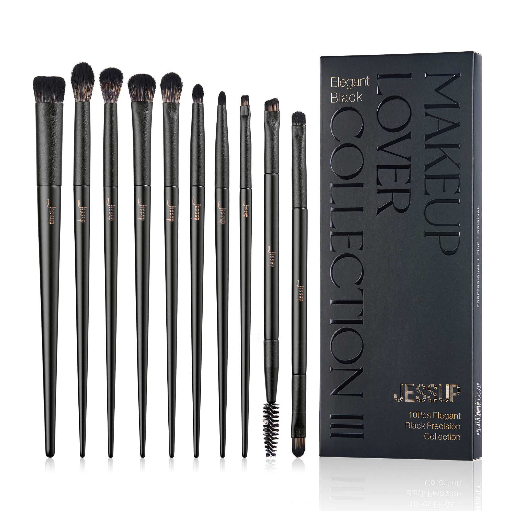 Eyeshadow Brush Set Jessup Eye Makeup Brushes Professional 10Pcs Blending Brush Eye Shadow Liner Brush crease Brush Duo-end Brow