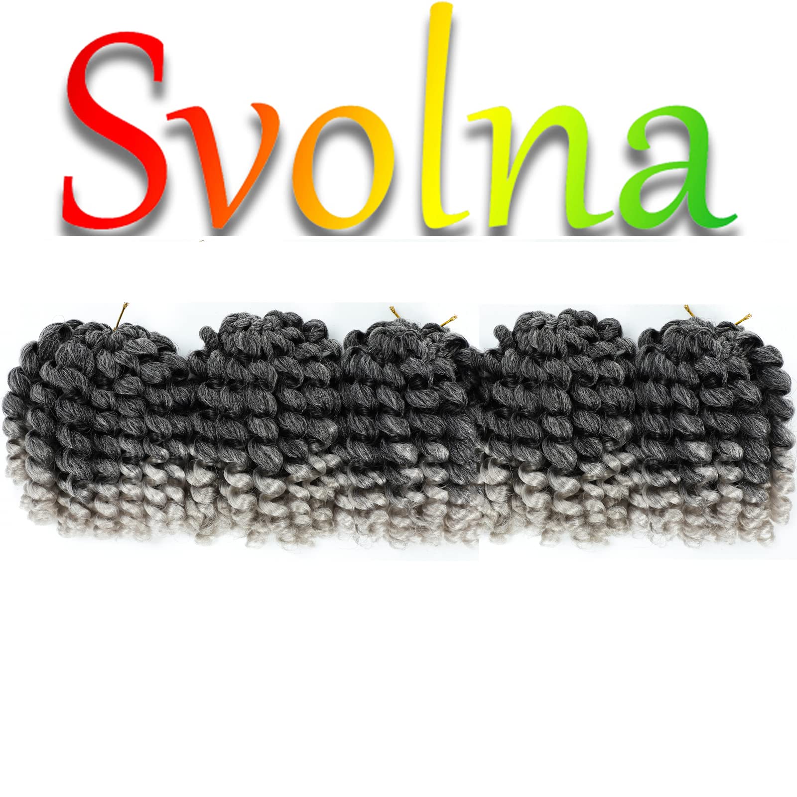 5 Packs 2X Ringlet Wand curl Jamaican Bounce 8 inch Synthetic crochet Hair Extensions Silver grey Ombre crochet Braiding Hair 20