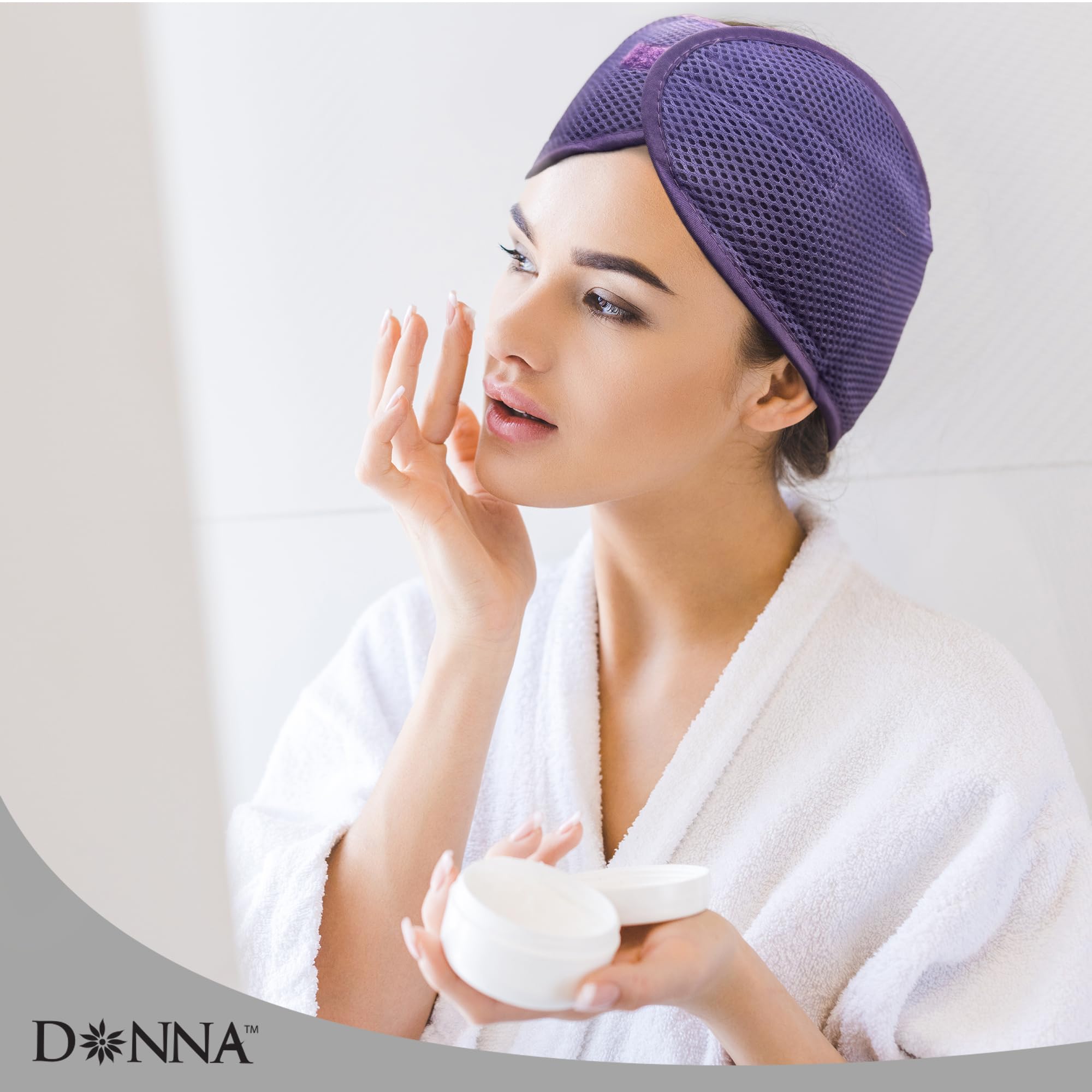 DONNA Deluxe Foam Mesh Wrap Headband, Brown, 1 Count (Pack of 1), for Women's Hair for Face Wash for Makeup Hair Accessories