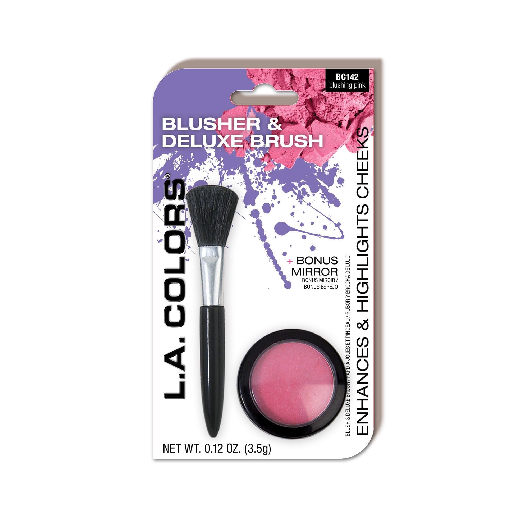 L.A. COLORS Blusher & Deluxe Brush, Blushing Pink CBC142