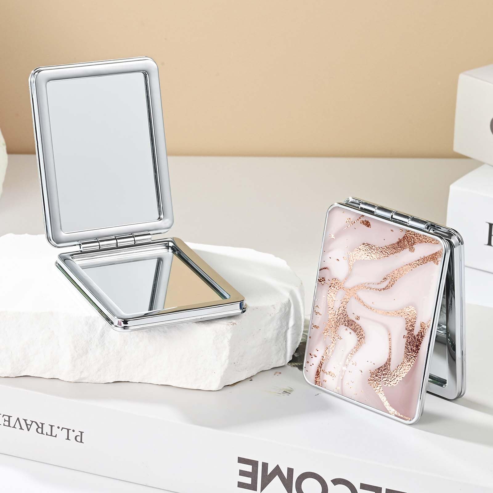 Dcdcee Pocket Mirror, Small Travel Mirror With Magnification, Portable Double-Sided Magnifying Cosmetic Mirror For Daily (Golden