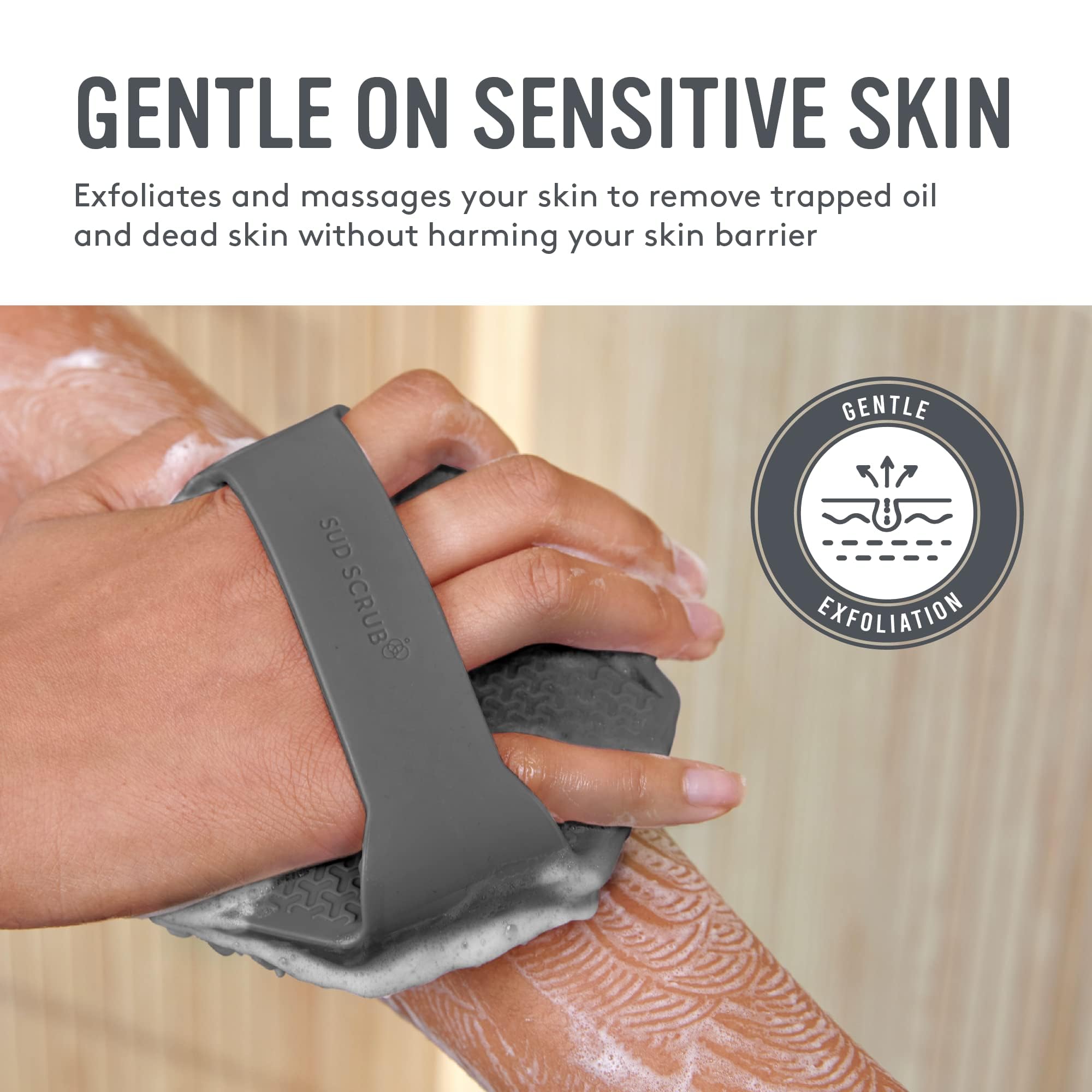 Sud Scrub Antimicrobial Silicone Body Scrubber, Exfoliating Body Scrubber For Sensitive Skin, Eco Friendly Shower Scrubber For B