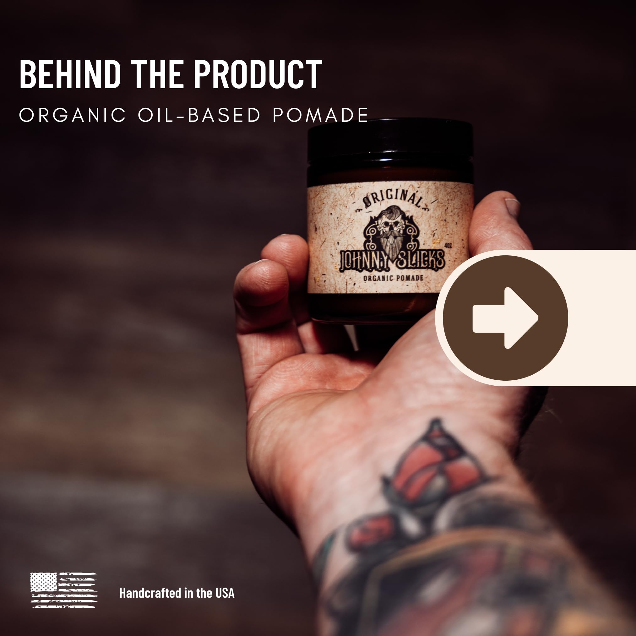 Johnny Slicks Original Oil Based Pomade - Organic Hair Pomade For Men With Low To Medium Hold - Promotes Healthy Hair Growth And