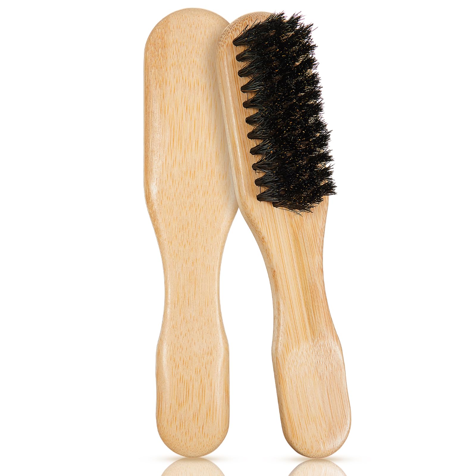 Weysat 1 Pack Boar Bristle Hair Brushes - Natural Wooden Handle Brushes for Thick Hair, Beard, Frizz Control, Pet Grooming, Smoo