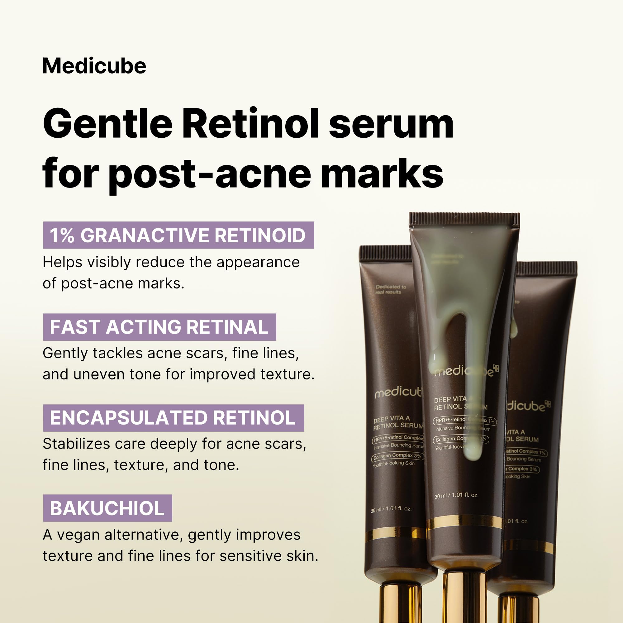 Medicube Deep Reviving Bakuchiol Retinol Facial Serum - Anti-Aging 4Th Gen Retinol & Bakuchiol - Targets Fine Lines, Uneven Skin