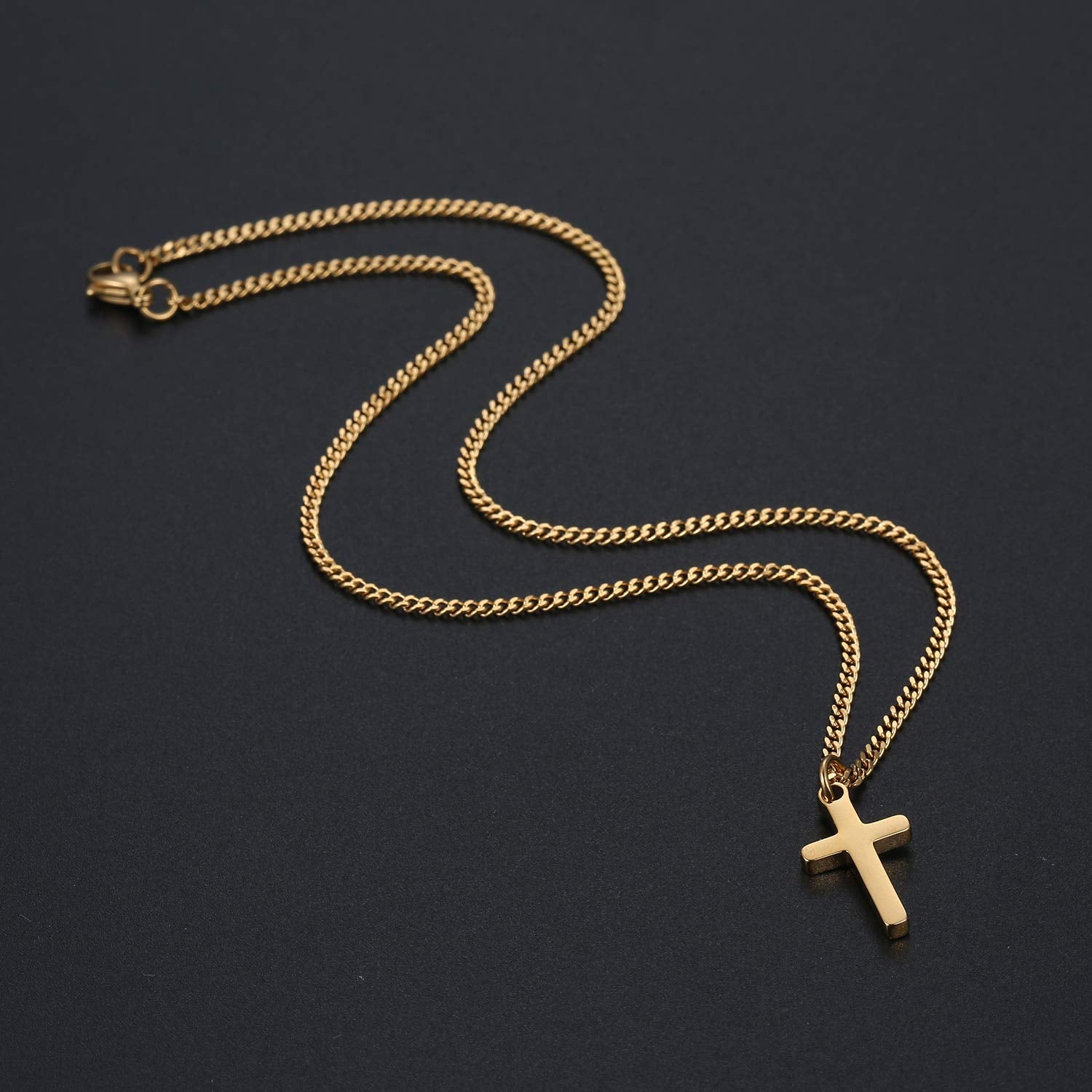 Joxevyia Cross Necklace for Women 14K Gold Filled Stainless Steel Small Cross Pendant with Cuban Chain Necklace Simple Faith Jew