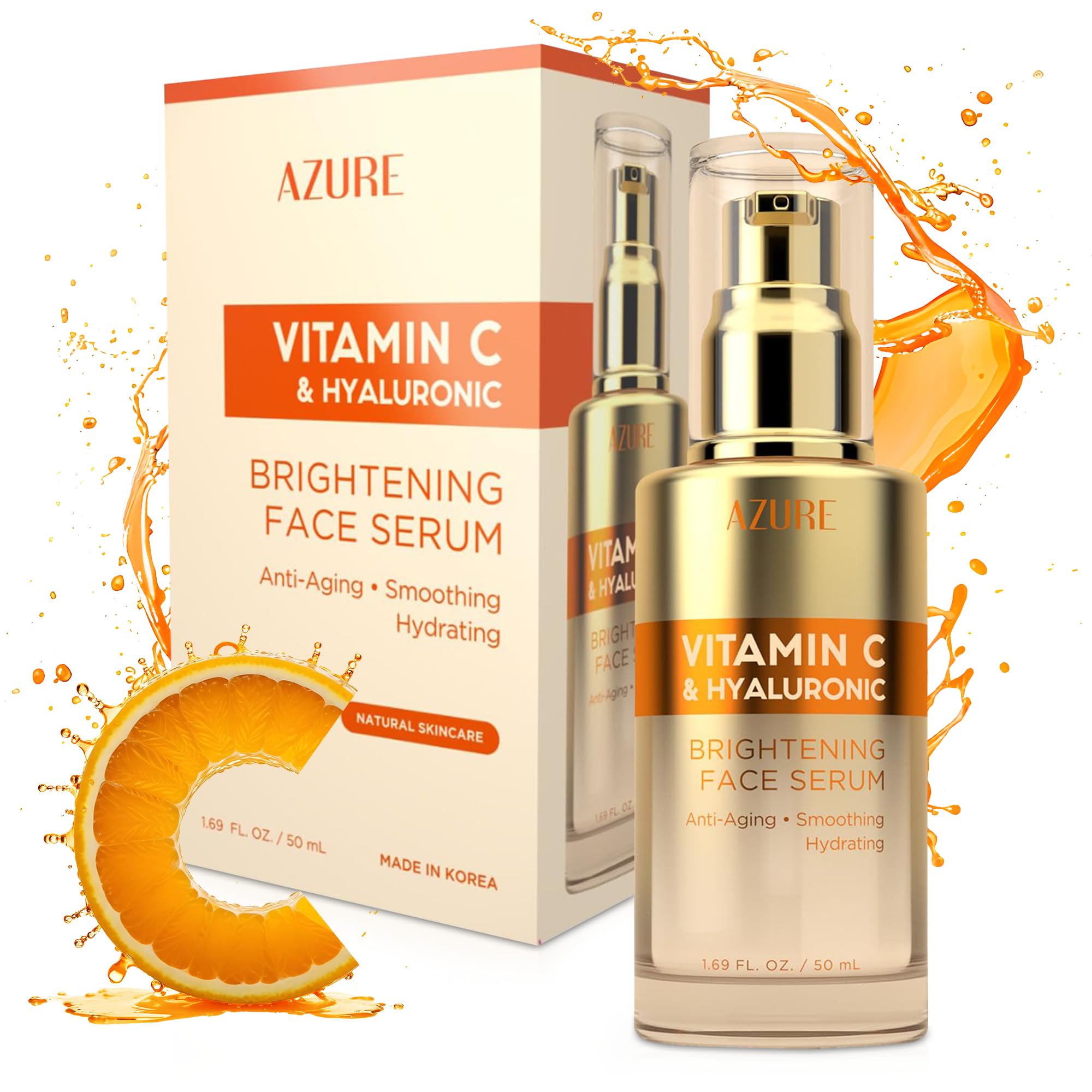 Vitamin C Serum With Hyaluronic Acid - Dermatologist Tested - Korean Skin Care - Anti Aging & Acne Face Serum - Cruelty Free - A