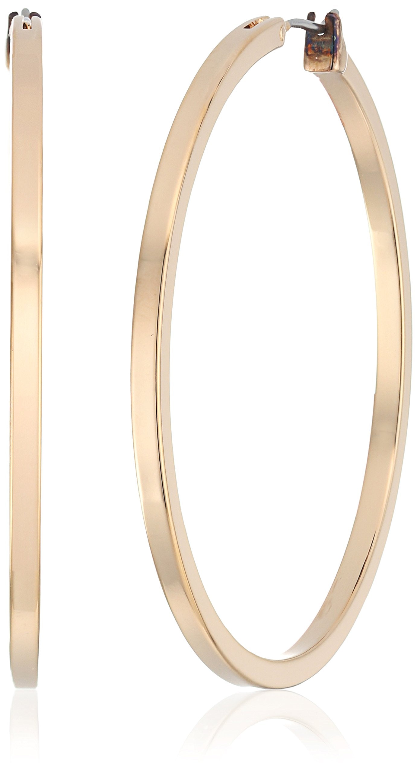 GUESS Basic Gold Square Sterling Silver Edge Hoop Earrings