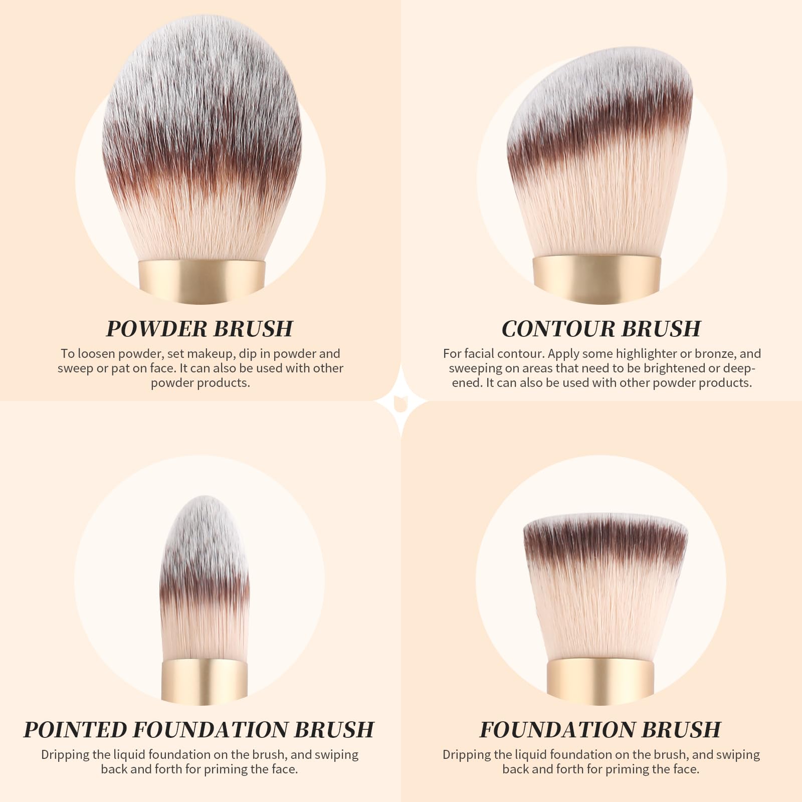 Ducare Makeup Brushes Duo End Foundation Contour Powder And Buffer Brush Bronzer Double Makeup Brush Set 2Pcs White