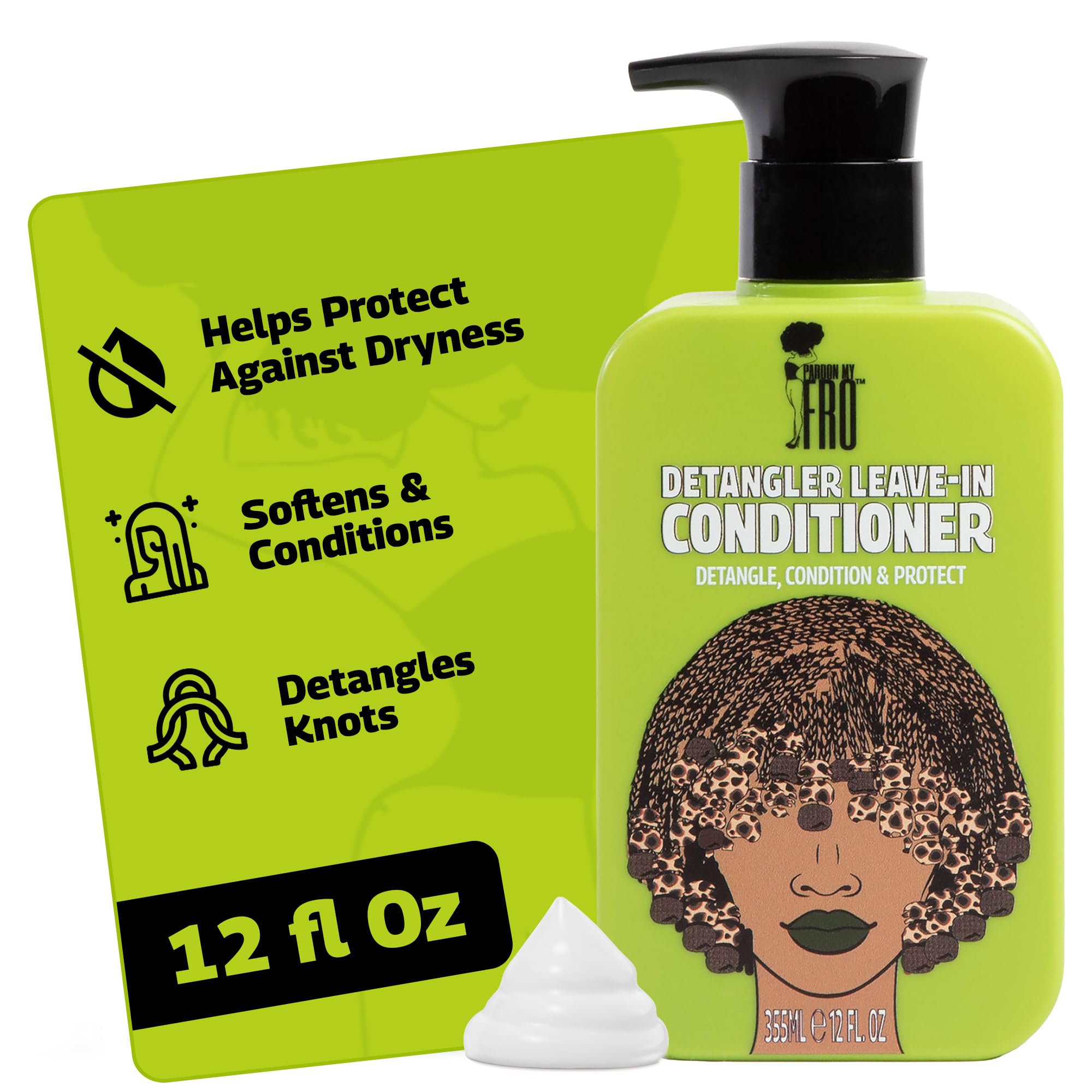 Pardon My Fro Detangler LeaveIn Conditioner Moisturizing Formula 12 Fl Oz