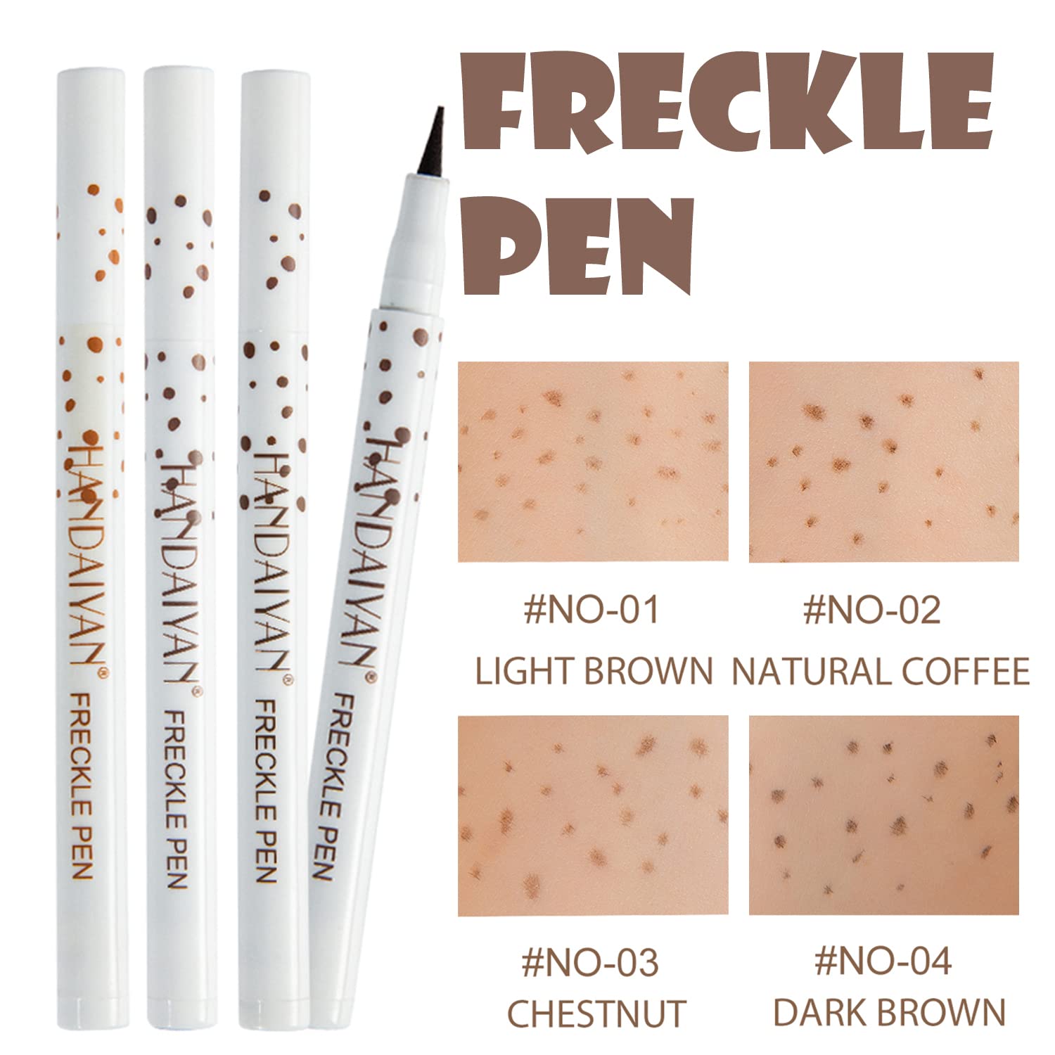 Dekrion Freckles Pen, 2 Color Natural Freckles Makeup Pens Waterproof Long-Lasting Quick-Dry Pen, Natural Like-Real Makeup, Easy