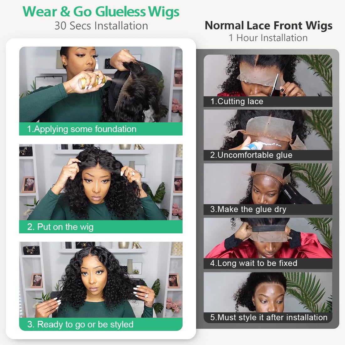 Wavymy Wear And Go Glueless Bob Wig Human Hair Pre Plucked Pre Cut 6X4 Hd Lace Front Wigs Ready To Wear Water Wave Closure Wigs